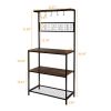 Artisasset Kitchen Bakers Rack, Coffee Bar, Microwave Oven Stand with High Display Shelf, for Spice Rack Organizer Workstation with 10 Hooks, Stable M