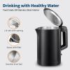 Cordless Double Wall Electric Kettle Stainless Steel Fast Heating 1.5L Electric Tea Kettle With Auto Shut-Off & Boil-Dry Protection, BPA-Free