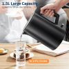 Cordless Double Wall Electric Kettle Stainless Steel Fast Heating 1.5L Electric Tea Kettle With Auto Shut-Off & Boil-Dry Protection, BPA-Free