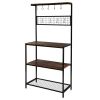 Artisasset Kitchen Bakers Rack, Coffee Bar, Microwave Oven Stand with High Display Shelf, for Spice Rack Organizer Workstation with 10 Hooks, Stable M
