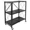 Heavy Duty Foldable Metal Rack Storage Shelving Unit with Wheels,Black