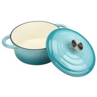 COOKWIN Enameled Cast Iron Dutch Oven with Self Basting Lid, Enamel Coated Cookware Pot 3QT (Color: teal)