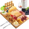 With Knives 7 Piece Bamboo Cheese Board Set  Natural Bamboo Cutting Board
