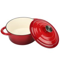 COOKWIN 5 Quart Cast Iron Dutch Oven ,Bread Baking Pot with Self Basting Lid, Porcelain Enameled Surface Cookware Pot, Great Christmas Gifts for Famil (Color: Blue)