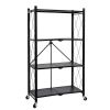 Heavy Duty Foldable Metal Rack Storage Shelving Unit with Wheels,Black