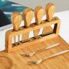 With Knives 7 Piece Bamboo Cheese Board Set  Natural Bamboo Cutting Board