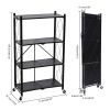 Heavy Duty Foldable Metal Rack Storage Shelving Unit with Wheels,Black
