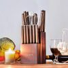 Kitchen Knife Sets, Cookit 15 Piece Knife Sets with Block for Kitchen Chef Knife Stainless Steel Knives Set Serrated Steak Knives with Manual Sharpene