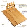 With Knives 7 Piece Bamboo Cheese Board Set  Natural Bamboo Cutting Board